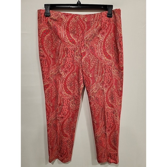 J. Jill Pants - J. Jill‎ Pants Womens Size 12 Red Paisley Stretch, Side Zipper, 27" Inseam